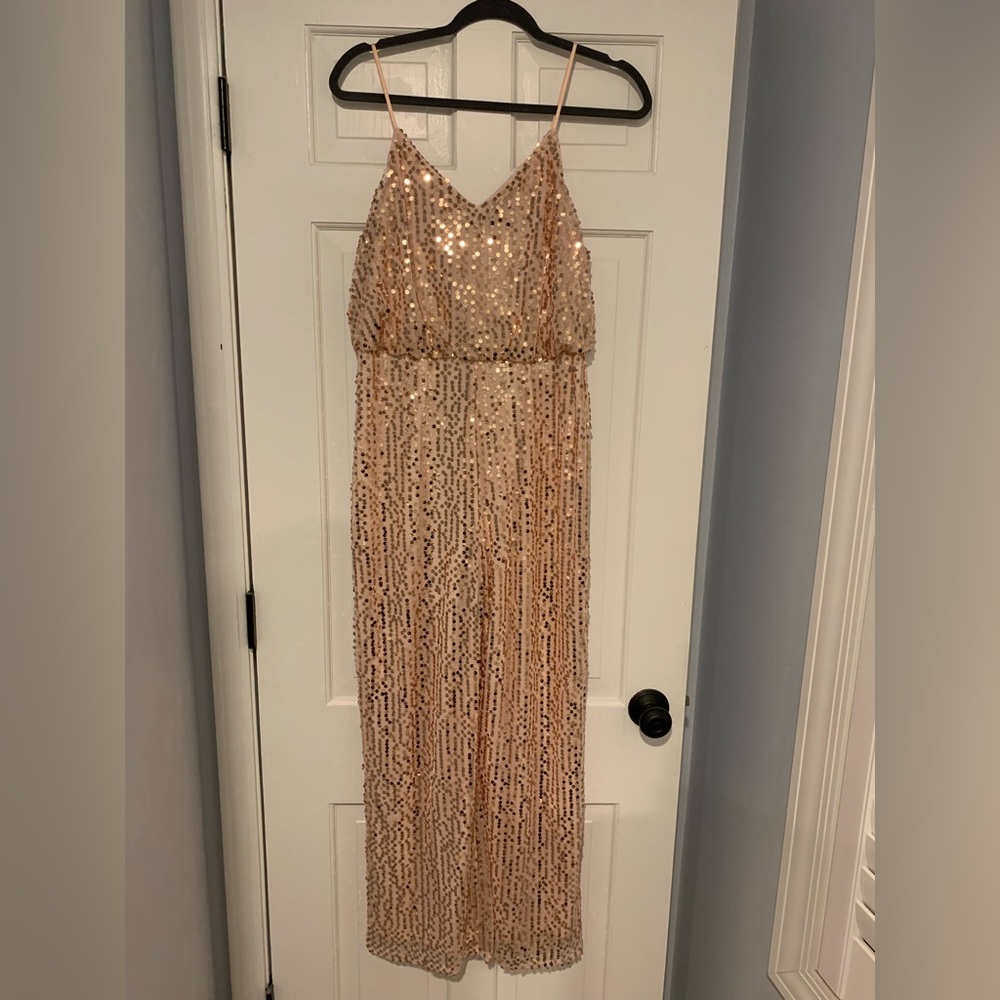 Sequin blush/light pink jumpsuit